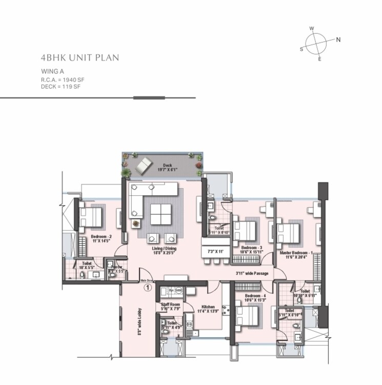 Floor Plan, raheja-imperia 4 Bedroom 1940 Sq.Ft. Apartment In Worli Mumbai 8070655