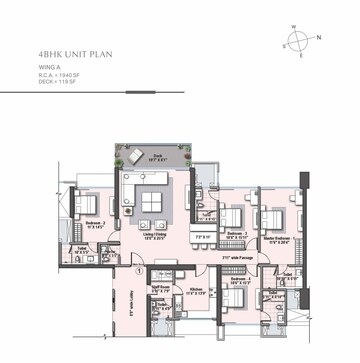 Floor Plan in 4 BHK Apartment at Raheja Imperia, Worli – for Sale