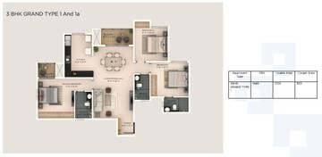 Floor Plan in 3 BHK Apartment at Provident Botanico, Whitefield – for Sale