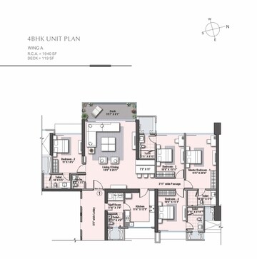 Floor Plan in 4 BHK Apartment at Raheja Imperia, Worli – for Sale