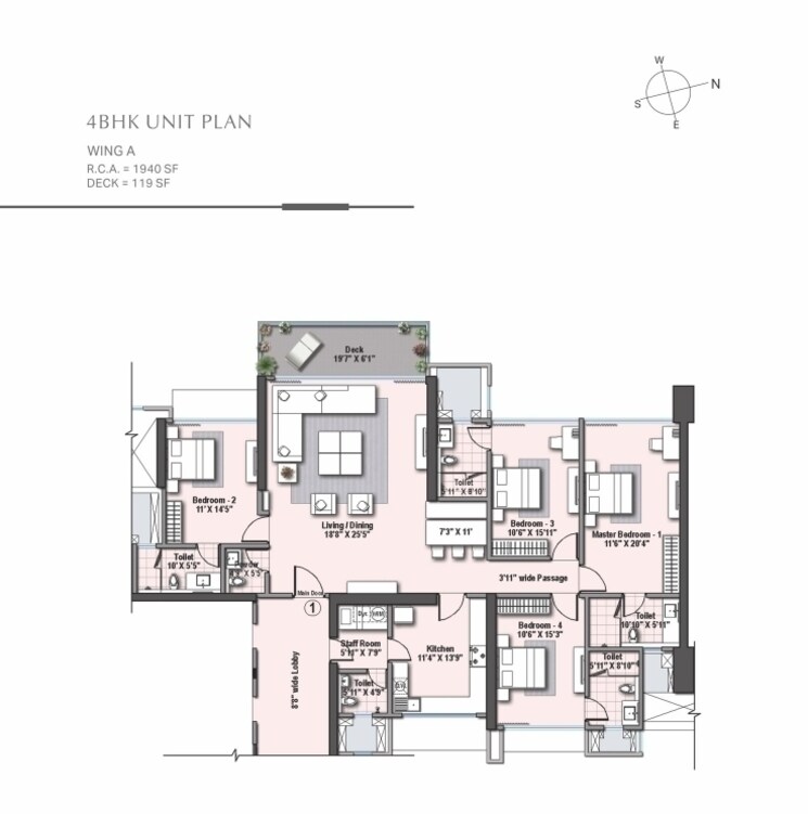 Floor Plan, raheja-imperia 4 Bedroom 1940 Sq.Ft. Apartment In Worli Mumbai 8072669