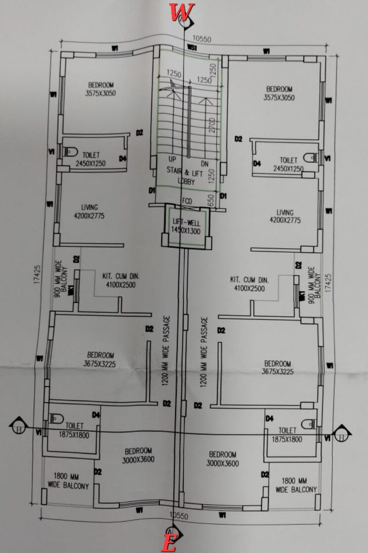 Floor Plan, new town 3 Bedroom 1250 Sq.Ft. Apartment In New Town Kolkata 8072858