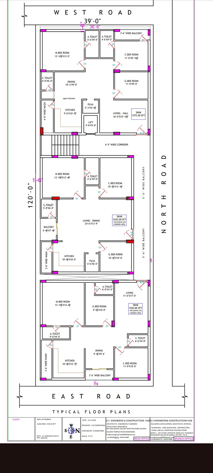 Floor Plan, icon-towers-neknampur 3 Bedroom 1530 Sq.Ft. Builder Floor In Neknampur Hyderabad 8074981
