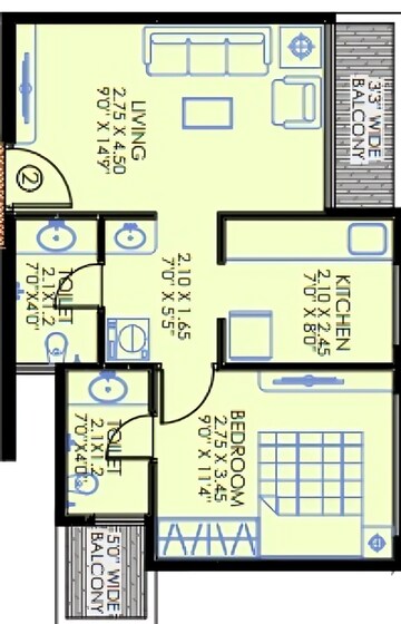 Master Bedroom in 1.5 BHK Apartment at Sector 3 Pushpak Nagar – for Sale