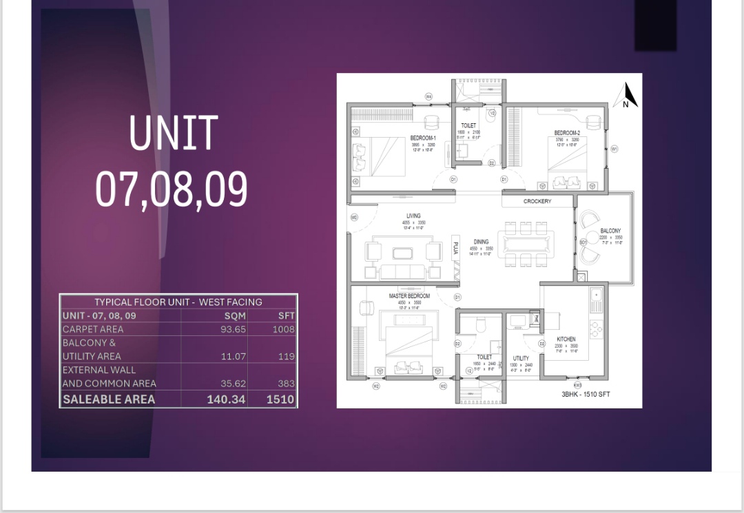 2.5 BHK + Pooja Room 1510 Sq.Ft. Apartment in Kolla Luxor Park