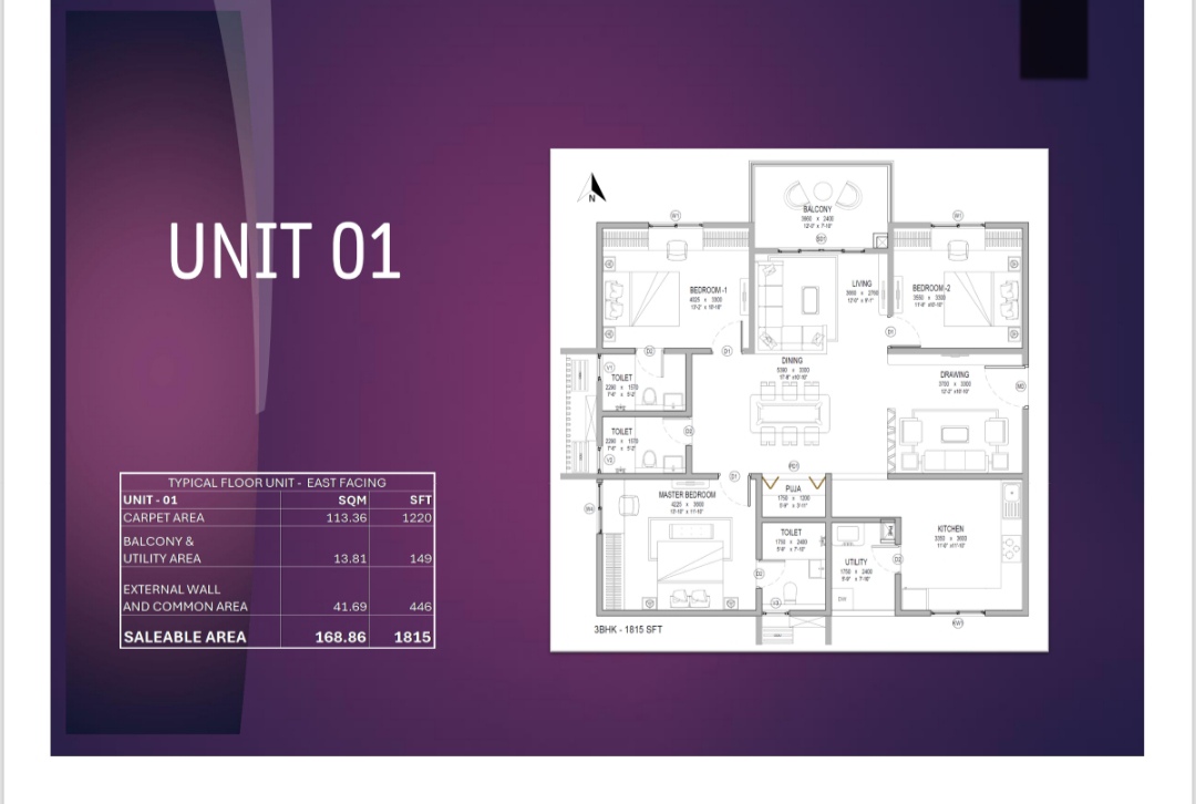 3 BHK + Pooja Room Apartment For Sale in Kolla Luxor Park