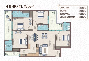 Floor Plan in 4 BHK Apartment at Sector 88 – for Sale