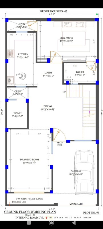 Floor Plan in 3 BHK Villa at Pardos Okas Enclave, Sushant Golf City – for Sale
