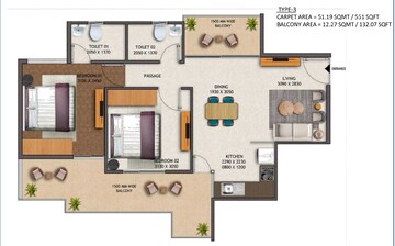 Floor Plan in 2 BHK Apartment at Sector 92 – for Sale