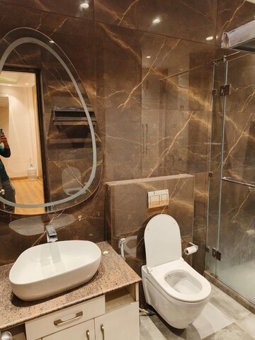 Bathroom in 3 BHK Builder Floor at Ansal Sushant Lok I, Sector 43 – for Rent
