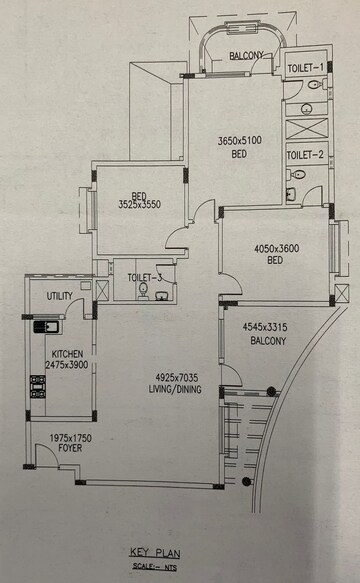 Floor Plan in 3 BHK Apartment at Sobha Jade, Jakkuru – for Sale