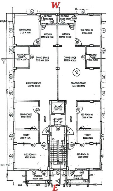 Floor Plan in 3 BHK Apartment at New Town Action Area 1 – for Sale