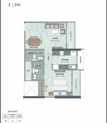 Floor Plan in 1 BHK Apartment at Atlanta Enclave, Shilphata – for Sale