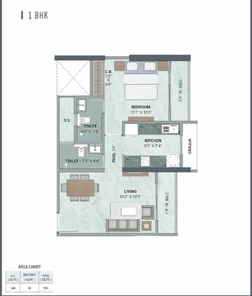 Floor Plan in 1 BHK Apartment at Atlanta Enclave, Shilphata – for Sale