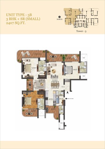 Floor Plan in 3.5 BHK Apartment at 4S The Aurrum, Sector 59 – for Sale