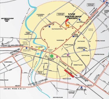 3 BHK Apartment – Map Location View at VVIP Addresses, Raj Nagar Extension - for Sale