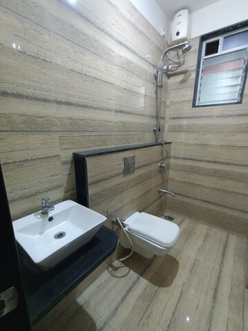 Bathroom in 3 BHK Apartment at Gala Pride Palms, Kolshet Road – for Rent