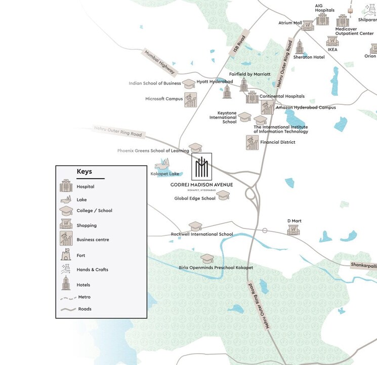 Map Location, godrej-madison-avenue 4 Bedroom 2800 Sq.Ft. Apartment In Kokapet Hyderabad 8083538