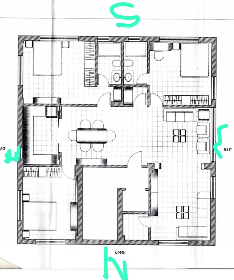Floor Plan, lake market 3 Bedroom 2100 Sq.Ft. Builder Floor In Lake Market Kolkata 8083669