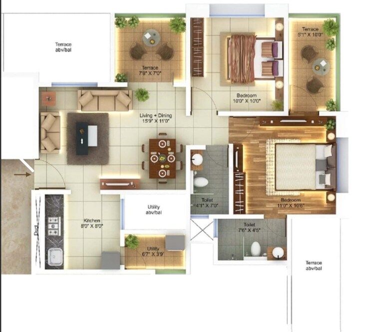 Floor Plan, legacy-arena29-phase-i 2 Bedroom 945 Sq.Ft. Apartment In Rahatani Pune 8085706