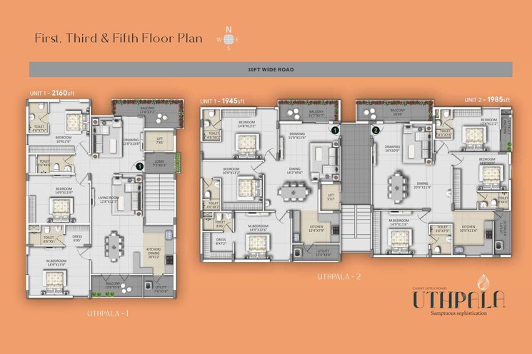 Floor Plan, kondapur 3 Bedroom 1945 Sq.Ft. Apartment In Kondapur Hyderabad 8092149