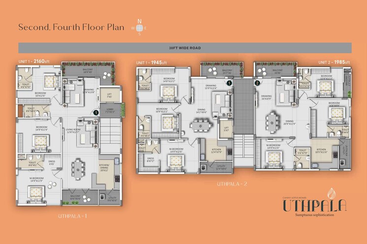 Floor Plan, kondapur 3 Bedroom 1985 Sq.Ft. Apartment In Kondapur Hyderabad 8092156