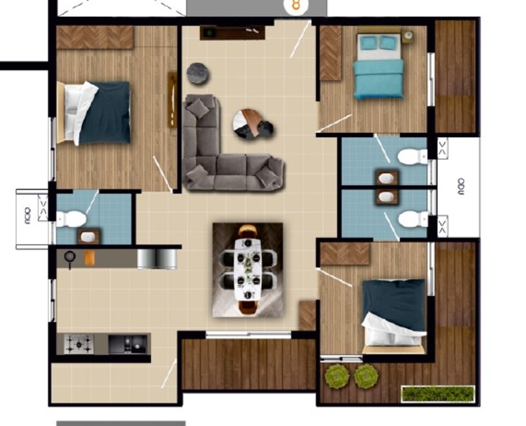Floor Plan, bhanodayas-crystal 3 Bedroom 1515 Sq.Ft. Apartment In Gundlapochampalli Hyderabad 8092272