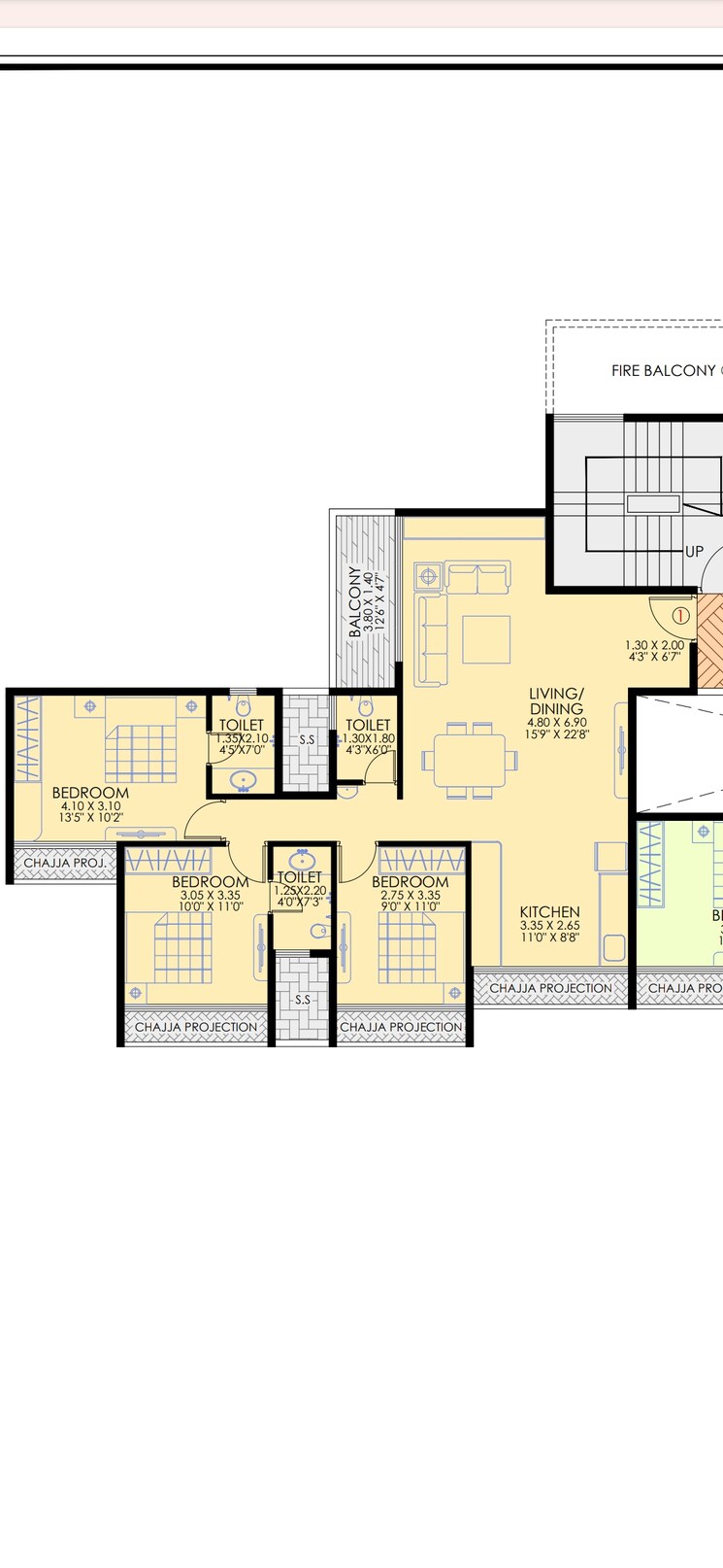 Floor Plan, kasturi-regius 3 Bedroom 1180 Sq.Ft. Apartment In Kharghar Sector 13 Navi Mumbai 8092651