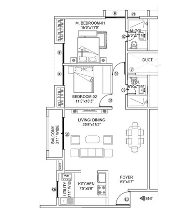 Floor Plan in 2 BHK Apartment at Gopalan Florenza, Banashankari – for Sale