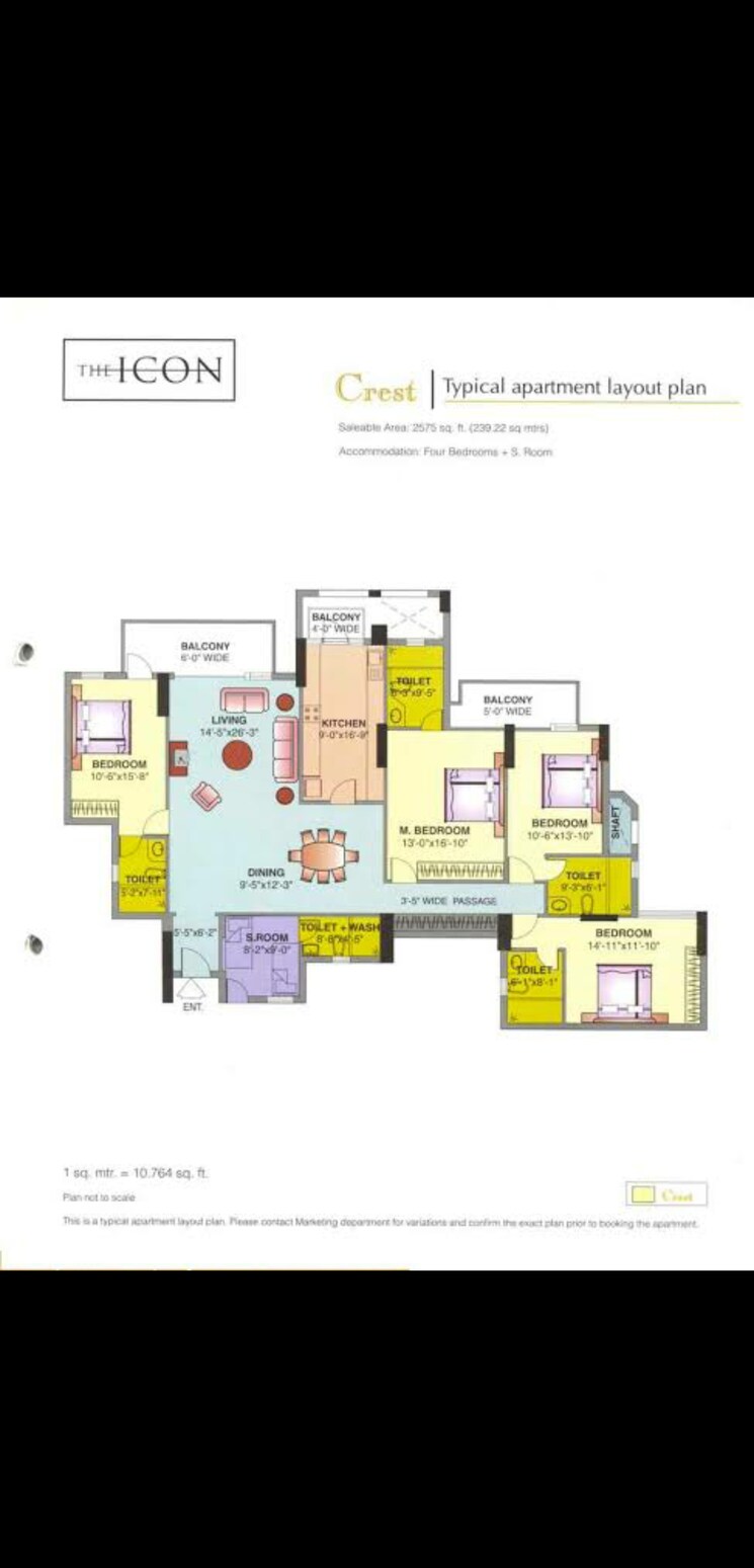 Floor Plan, dlf-the-icon 4 Bedroom 2750 Sq.Ft. Apartment In Dlf Phase V Gurgaon 8095675
