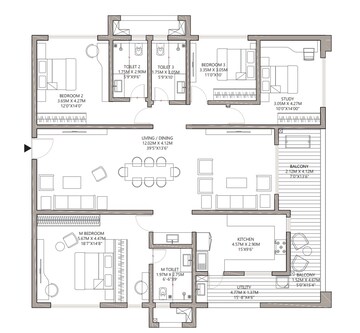 Floor Plan in 4 BHK Apartment at Godrej Madison Avenue, Kokapet – for Sale