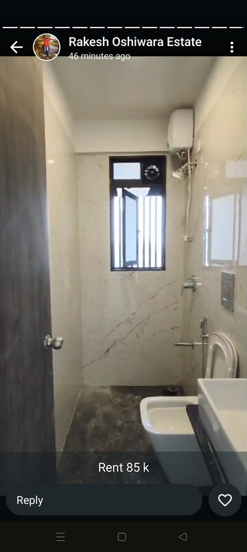 Bathroom in 2 BHK Apartment at Dev Leo Tower, Oshiwara – for Rent