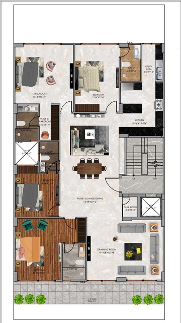Floor Plan in 3 BHK Builder Floor at Emaar MGF Emerald Hills, Sector 65 – for Sale
