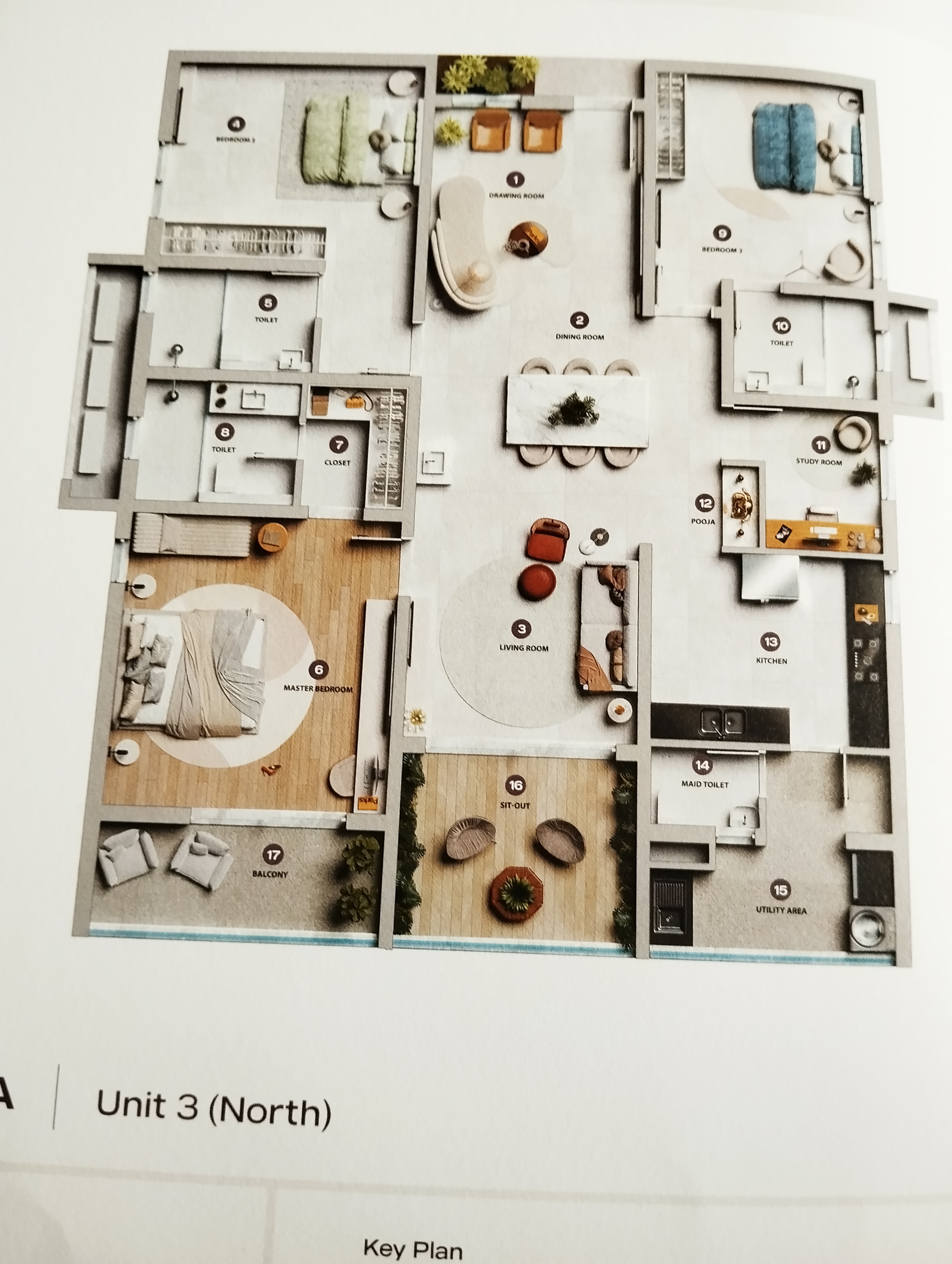 3 BHK + Pooja Room 2640 Sq.Ft. Apartment in Lansum Elena