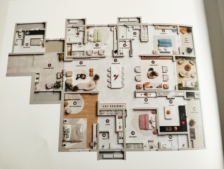 Floor Plan, lansum-elena 4 Bedroom 3775 Sq.Ft. Apartment In Kokapet Hyderabad 8098973
