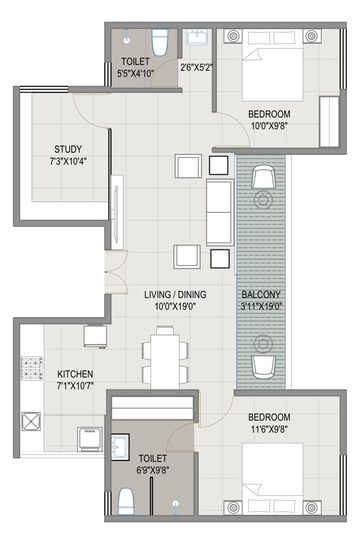 Floor Plan in 1 BHK Apartment at Elated Khush Vista, Nibm Road – for Sale