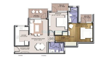 Floor Plan in 2 BHK Apartment at BPTP Discovery Park, Sector 80 – for Rent