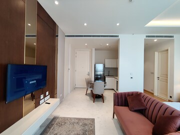 Living Room in 1 BHK Apartment at Bhartiya Leela Residences, Thanisandra Main Road – for Rent