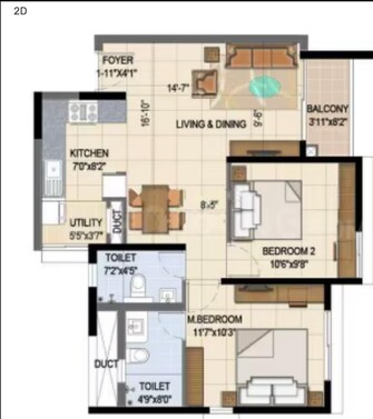 2 BHK Apartment For Resale in TVS Emerald Jardin Singasandra Bangalore  8105161