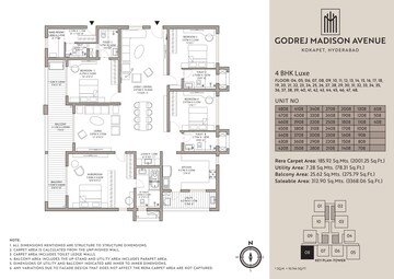 Floor Plan in 3 BHK Apartment at Godrej Madison Avenue, Kokapet – for Sale