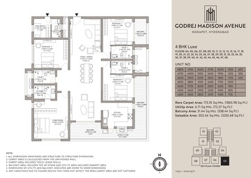 Floor Plan in 3 BHK Apartment at Godrej Madison Avenue, Kokapet – for Sale