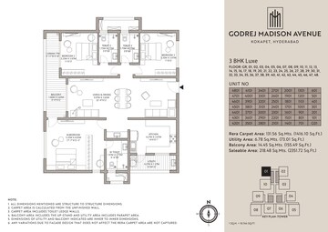 Floor Plan in 3.5 BHK Apartment at Godrej Madison Avenue, Kokapet – for Sale