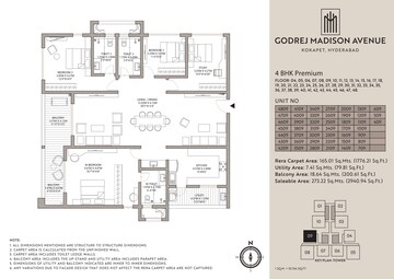 Floor Plan in 3.5 BHK Apartment at Godrej Madison Avenue, Kokapet – for Sale