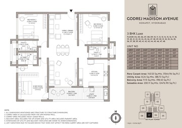 Floor Plan in 3.5 BHK Apartment at Godrej Madison Avenue, Kokapet – for Sale