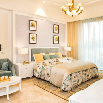 Bedroom in 3 BHK Builder Floor at Risland Sky Mansion, Chattarpur – for Rent