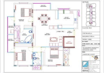 Floor Plan in 3 BHK Apartment at RS Sanchike, Kengeri – for Sale