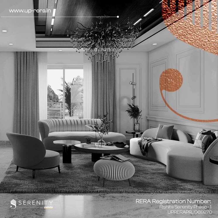 Living Room, rishita-serenity 4 Bedroom 3530 Sq.Ft. Apartment In Sushant Golf City Lucknow 8108687