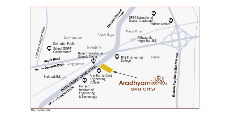 Map Location, aradhyam-spa-city 3 Bedroom 1645 Sq.Ft. Apartment In Meerut Road Ghaziabad 8109401