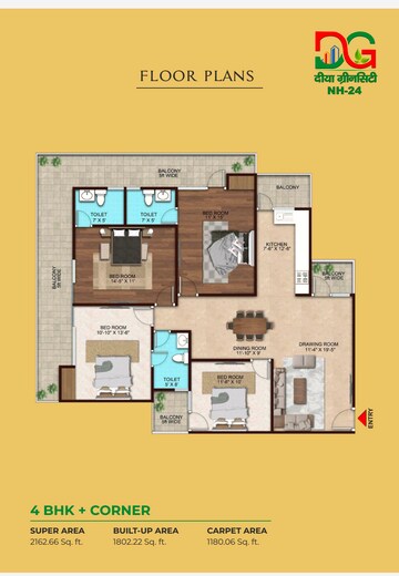 Floor Plan in 2 BHK Apartment at Dhaulana – for Sale