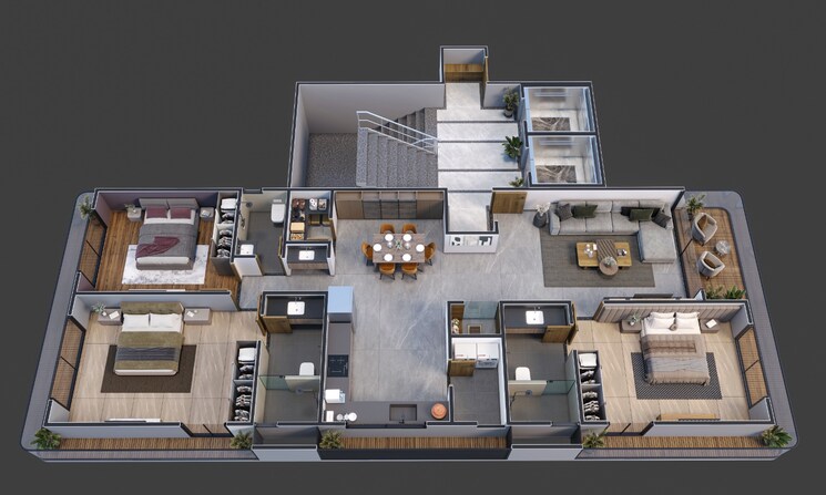 Floor Plan, dumas 3 Bedroom 2591 Sq.Ft. Apartment In Dumas Surat 8109713
